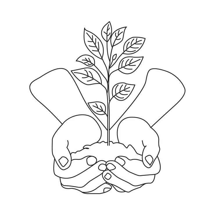 Disegno continuo in linea singola di piante in crescita con illustrazione vettoriale a mano.