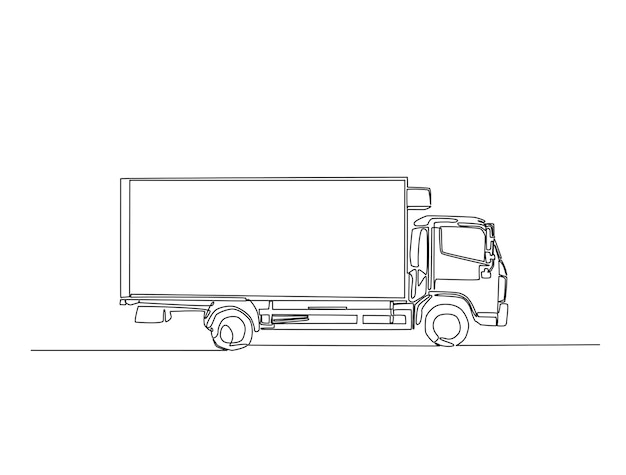 Disegno continuo in una linea del camion da carico