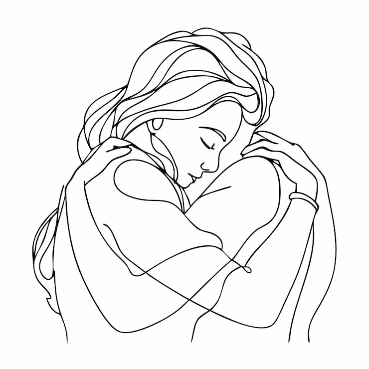 Vettore disegno continuo in una sola linea di un uomo e una donna che si abbracciano illustrazione artistica vettoriale 20