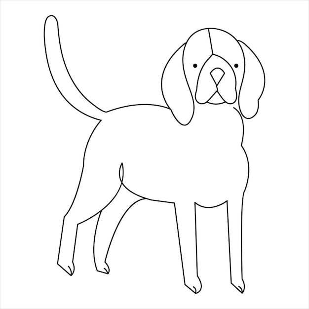 Disegno d'arte per animali domestici di una linea continua e icona di cane semplice silhouette contorno illustrazione vettoriale