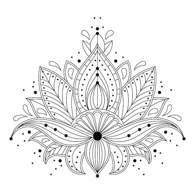 Disegno del fiore di loto mandala disegnato a mano