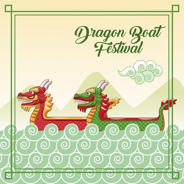 Disegno del fumetto del festival della barca del drago