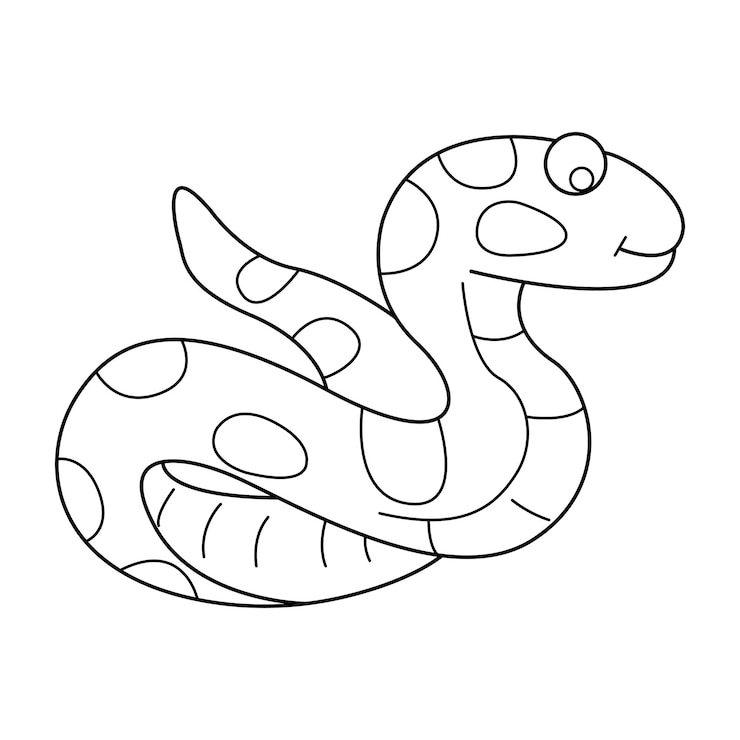 Disegno del fumetto di vettore del profilo del serpente su priorità bassa bianca
