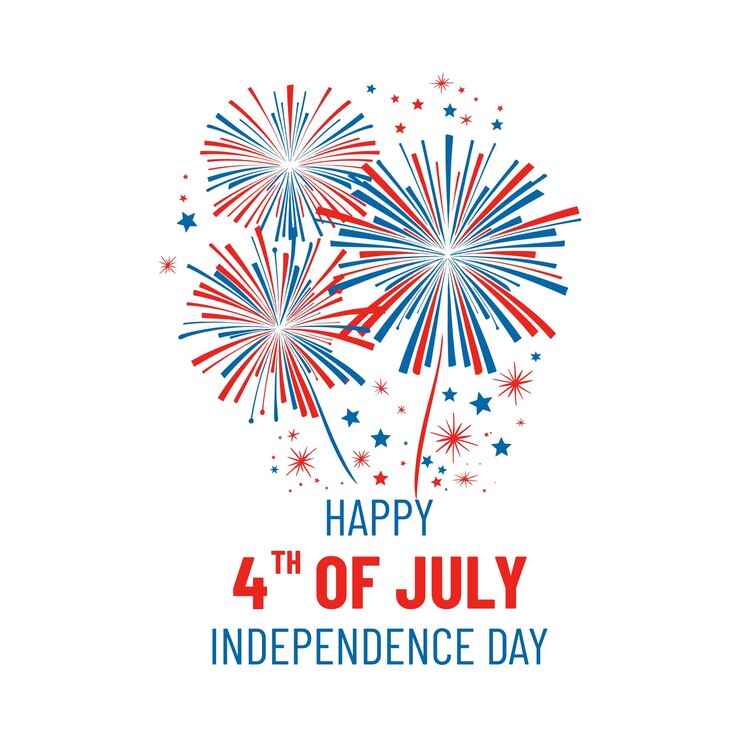 Disegno del giorno dell'Indipendenza del 4 luglio con raggi di fuoco d'artificio