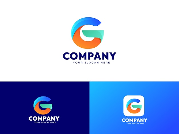 Disegno del logo colorato lettera G con vettore elemento gradiente geometrico