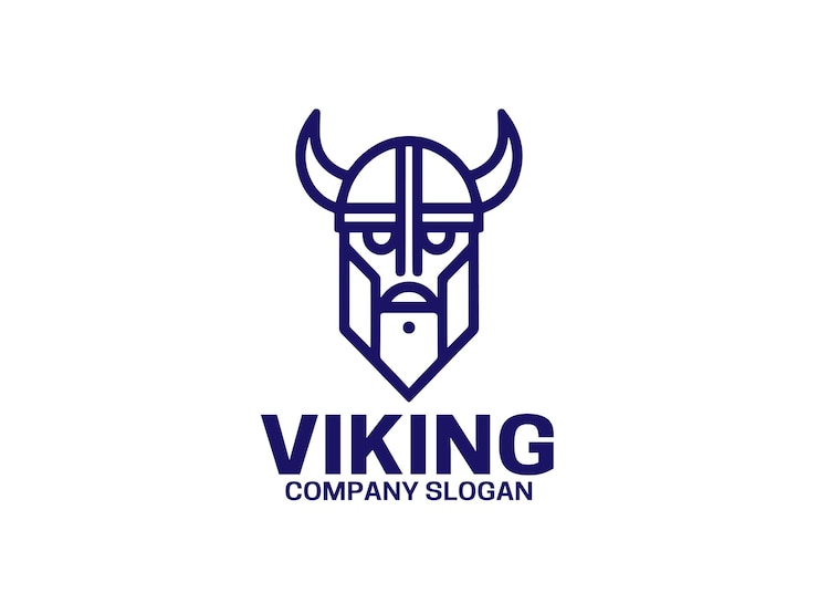 Vettore disegno del logo dei vichinghi illustrazione vettoriale del simbolo dell'icona
