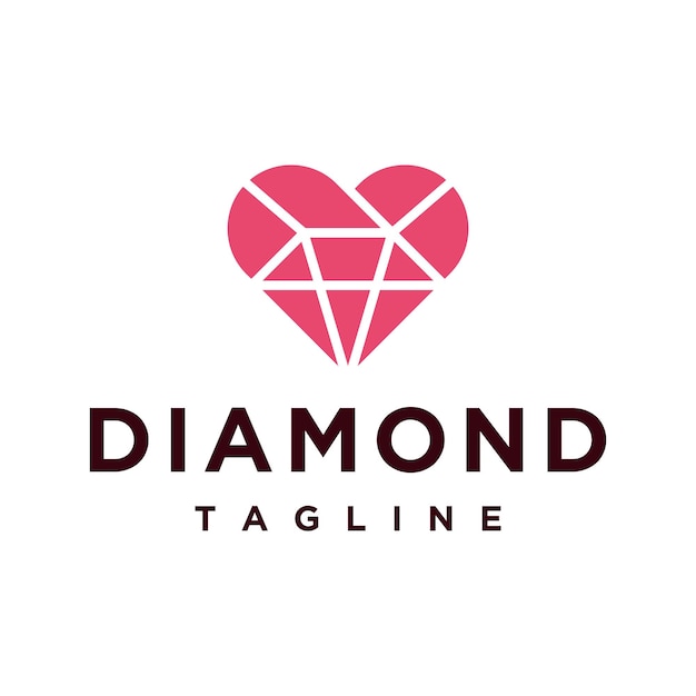 Disegno del logo del diamante del cuore di amore