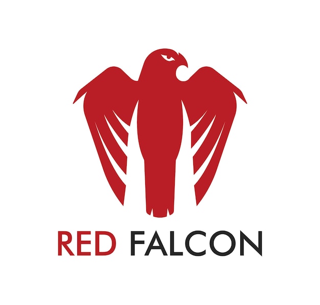 Disegno del logo del falco rosso Aquila rossa volante con le ali spiegate Falco Falco Falco rosso