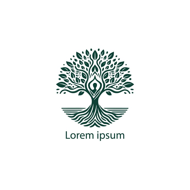 disegno del logo dell'albero dello yoga