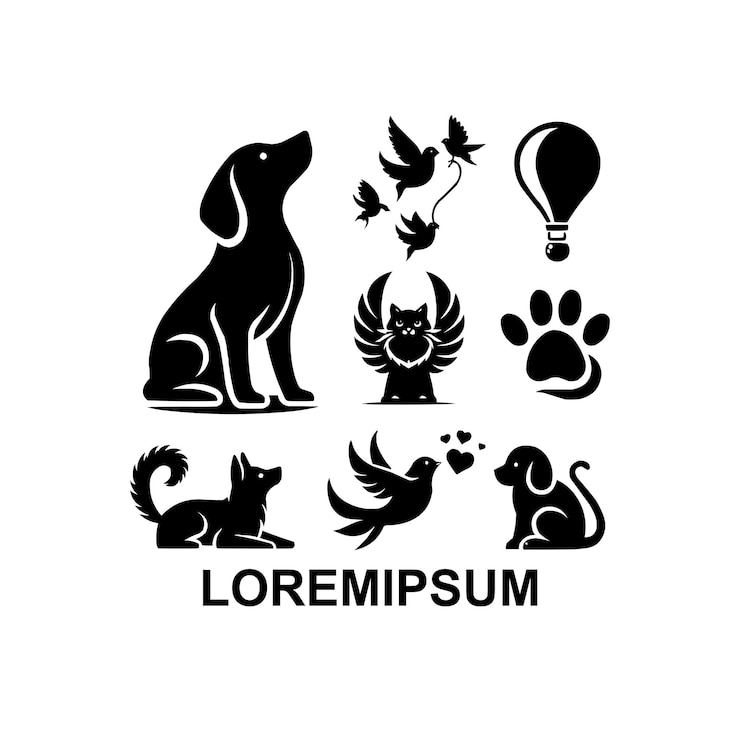 Vettore disegno del logo dell'animale di compagnia su sfondo bianco