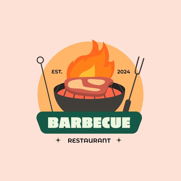 Disegno del logo della festa BBQ disegnato a mano