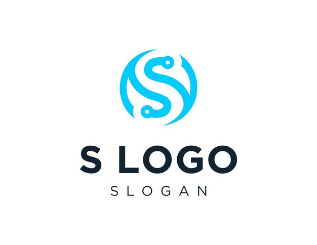 Disegno del logo della lettera S creato utilizzando l'applicazione Corel Draw 2018 con uno sfondo bianco