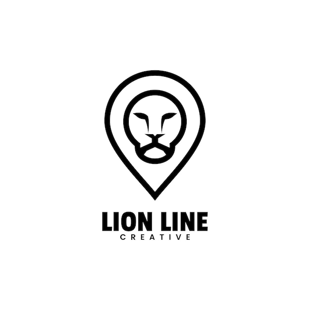 Disegno del logo della linea del leone arte della linea vettoriale
