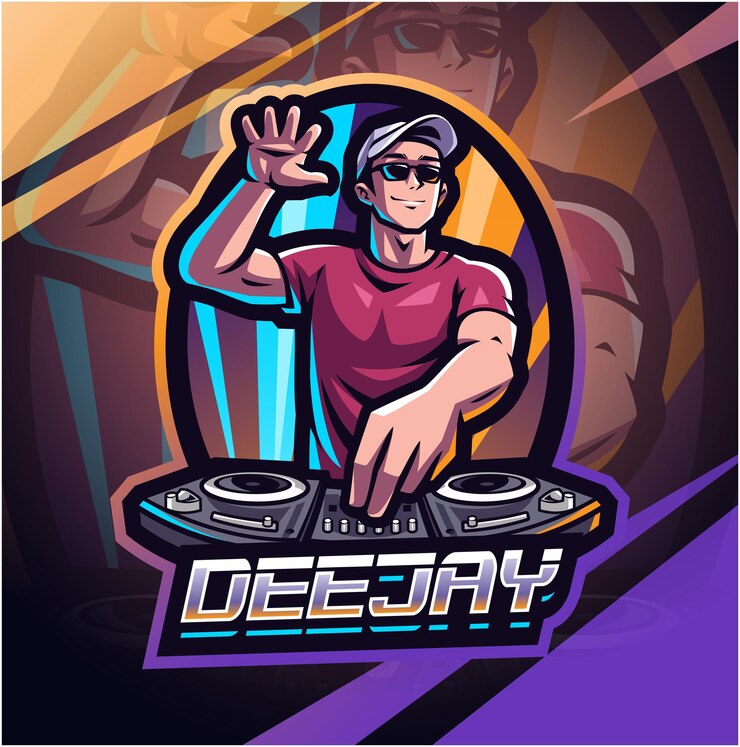 Disegno del logo della mascotte di Disc Jockey esport