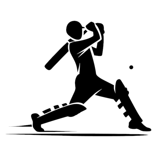 disegno del logo della silhouette di un giocatore di cricket
