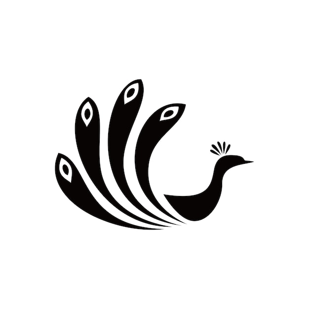 disegno del logo della siluetta del pavone. icona, segno e simbolo di uccelli esotici.