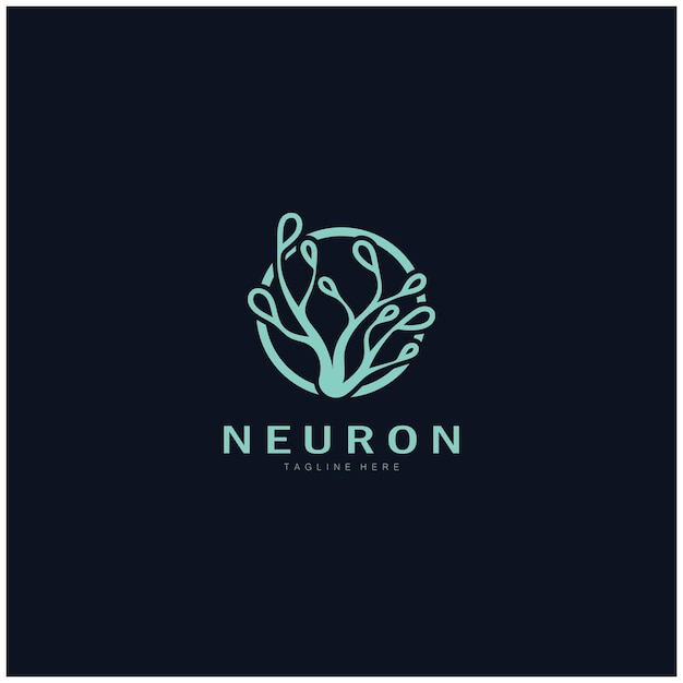 Disegno del logo delle alghe neuronali o delle cellule nervoseicona del modello di illustrazione del logo della molecola con concetto vettoriale