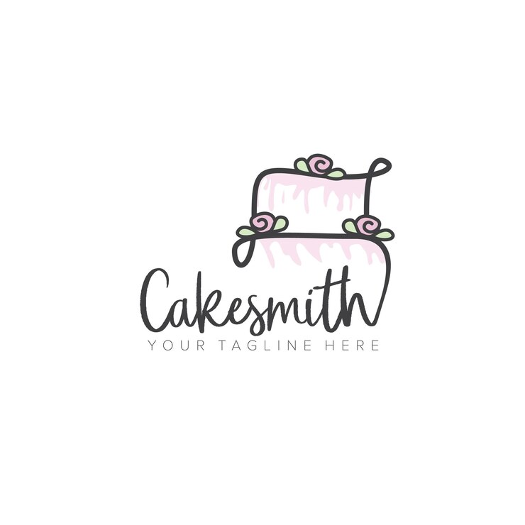 disegno del logo di cake smith, logo del pane della torta della siluetta
