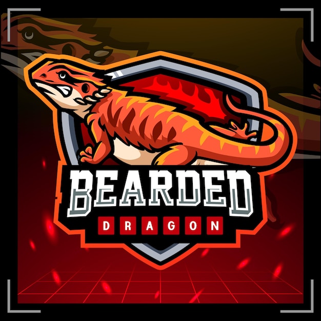 Disegno del logo esport mascotte drago barbuto