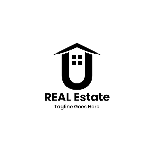 Disegno del logo immobiliare della lettera U vettoriale