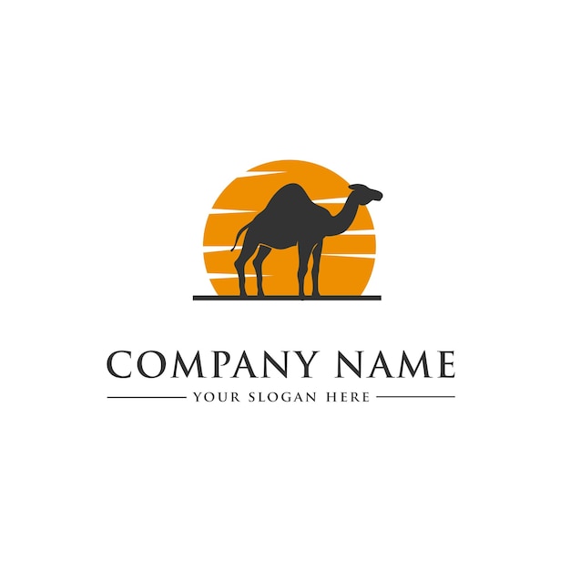 disegno del logo vettoriale cammello in colore nero