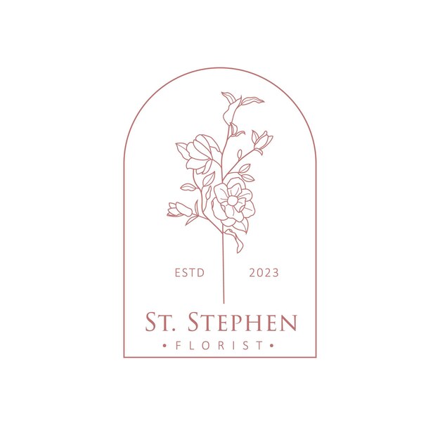 Disegno del logo vettoriale del fiorista di Santo Stefano Logotipo disegnato a mano del ramo di fiori