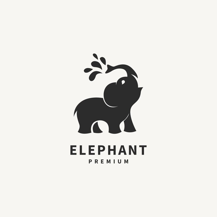 Disegno del logo vettoriale dell'elefante che sputa acqua 2