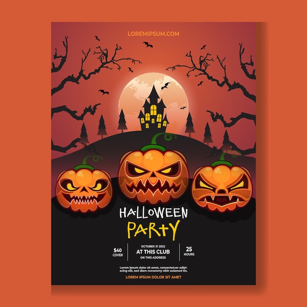 Disegno del manifesto della festa di notte di Halloween