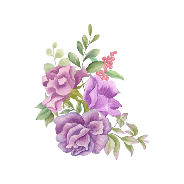 Disegno del mazzo floreale adorabile dell'acquerello