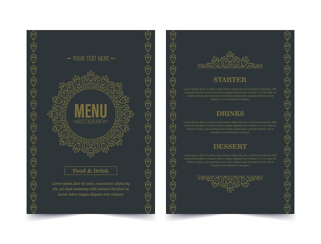 Disegno del menu vintage con elementi ornamentali