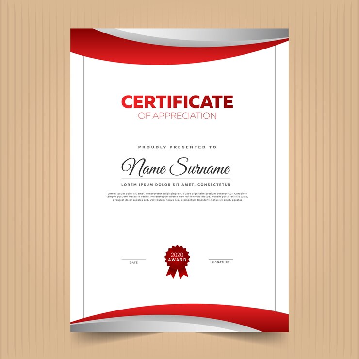 Disegno del modello del certificato di realizzazione