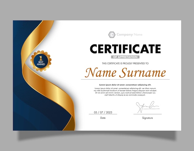 Disegno del modello del certificato di realizzazione
