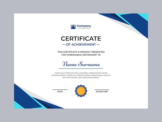 Disegno del modello del certificato di realizzazione
