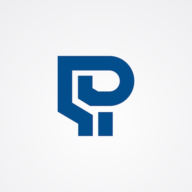 Disegno del modello del logo circolare della lettera P Vettore del logo della lettera P colore blu