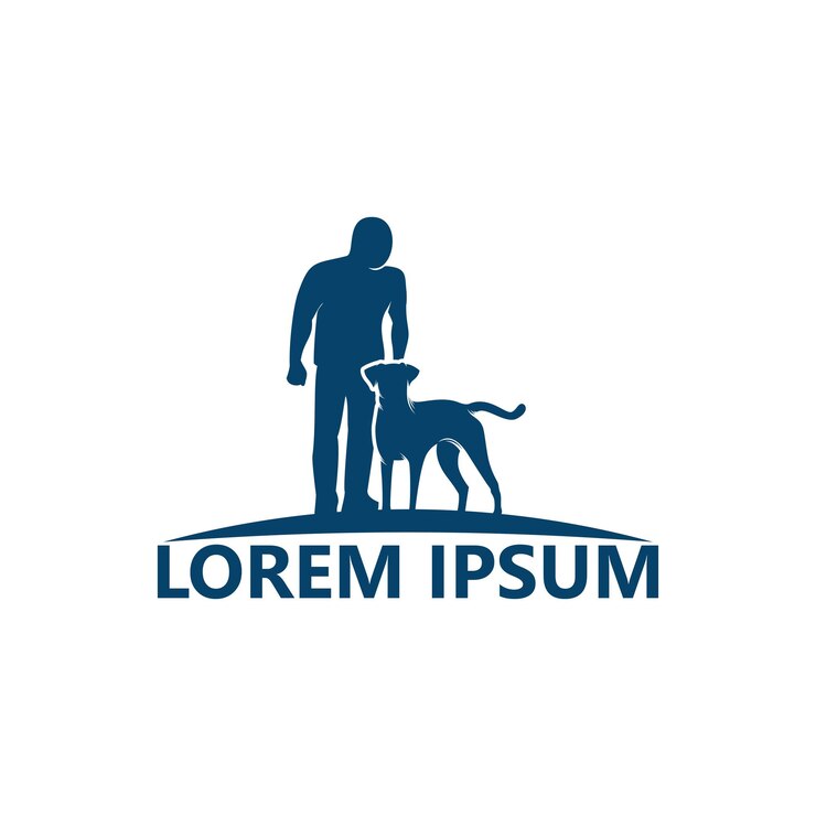 Disegno del modello del logo dell'uomo e del cane
