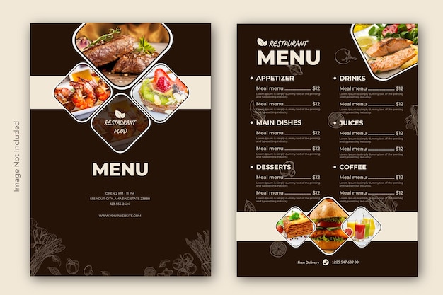 Disegno del modello del menu del ristorante
