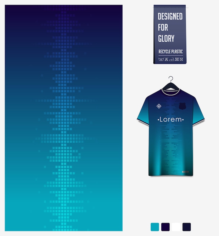 Vettore disegno del modello del tessuto della maglia da calcio modello astratto su sfondo blu