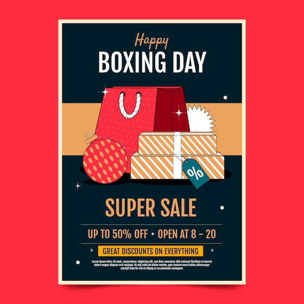 Disegno del modello del volantino del Boxing Day