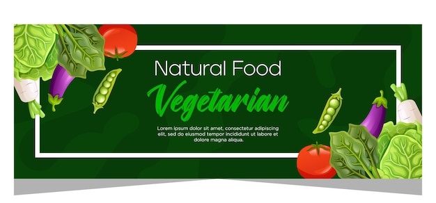 Disegno del modello di banner orizzontale per alimenti biologici
