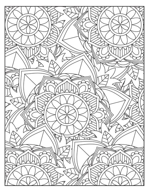 Disegno del modello di colorazione della mandala dei fiori