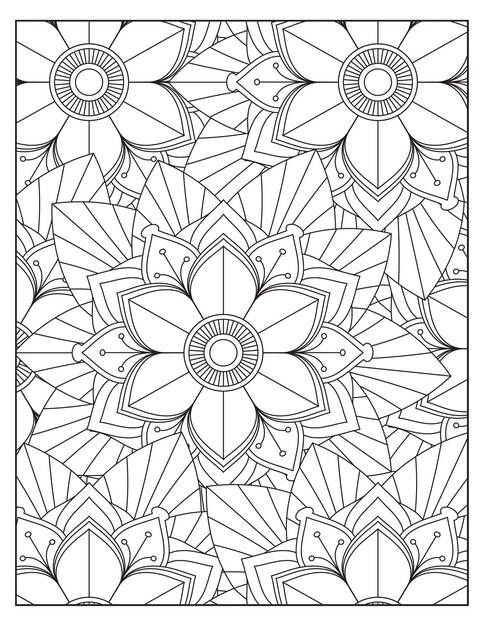 Disegno del modello di colorazione della mandala dei fiori