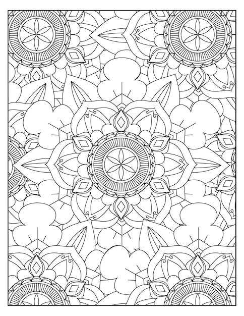 Disegno del modello di colorazione della mandala dei fiori