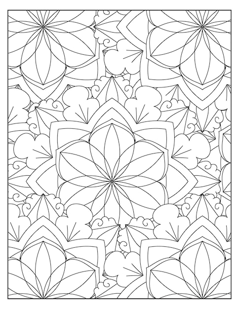 Disegno del modello di colorazione della mandala dei fiori