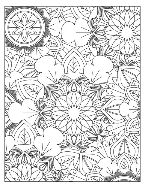 Disegno del modello di colorazione della mandala dei fiori