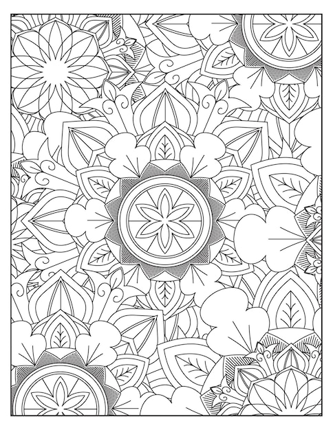 Disegno del modello di colorazione della mandala dei fiori
