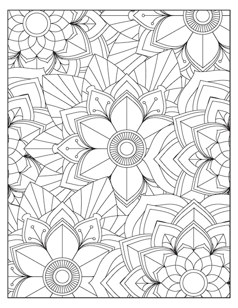 Disegno del modello di colorazione della mandala dei fiori