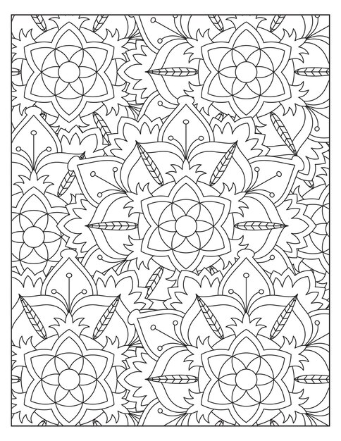 Disegno del modello di colorazione della mandala dei fiori
