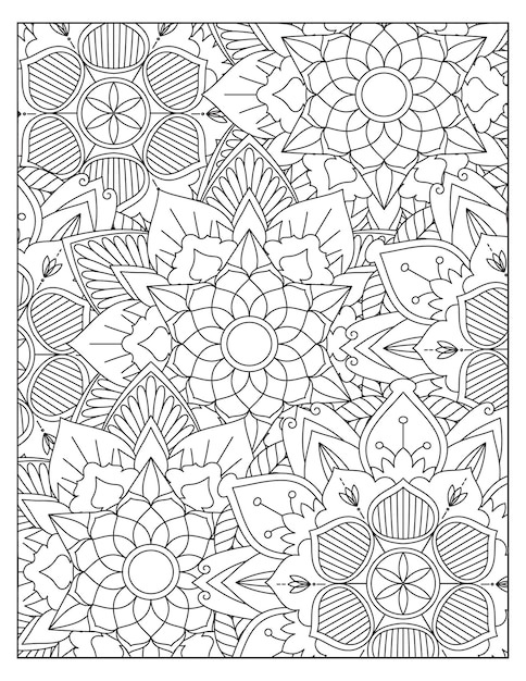Disegno del modello di colorazione della mandala dei fiori
