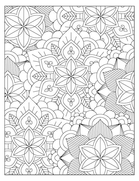 Disegno del modello di colorazione della mandala dei fiori