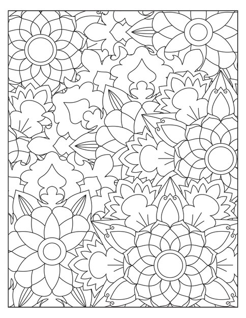 Disegno del modello di colorazione della mandala dei fiori